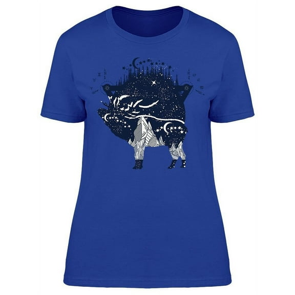 Deer Against Mountains Tattoo T-Shirt Women -Image by Shutterstock, Female 3X-Large
