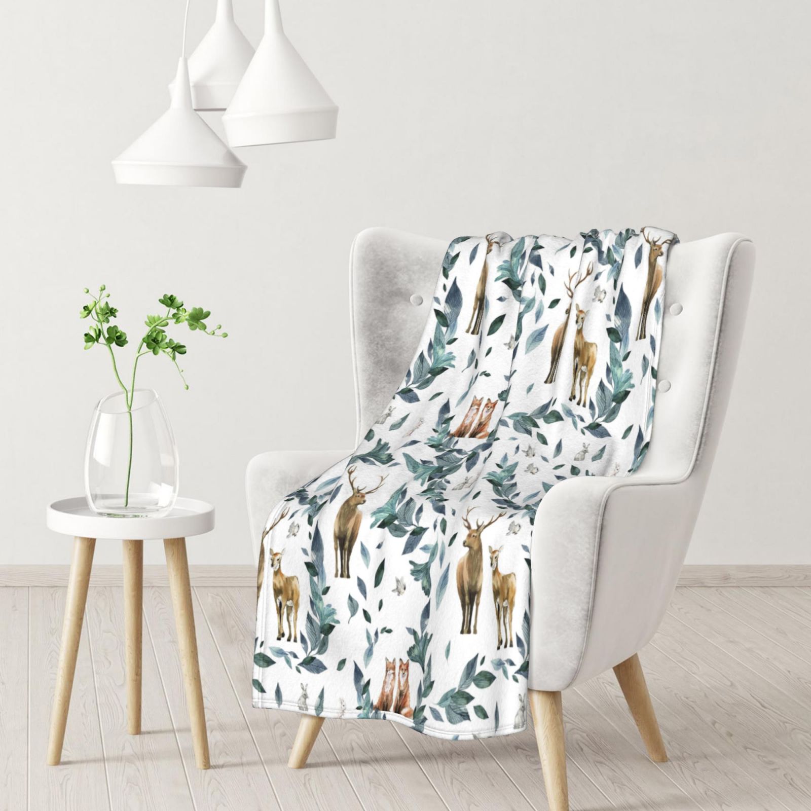 Deer And Leaves Blanket Soft Lightweight Winter Fall Throw Blanket Warm