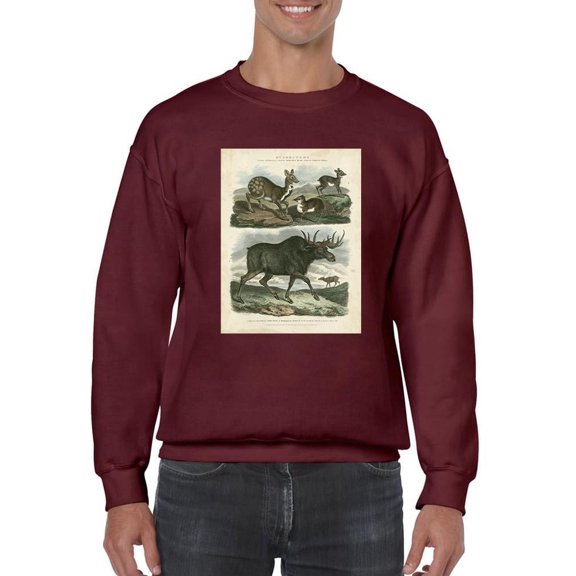 Deer And Moose Sweatshirt Men -Sydenham Edwards Designs, Male XX-Large