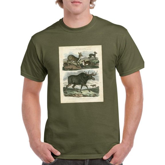 Deer And Moose T-Shirt Men -Sydenham Edwards Designs, Male Large