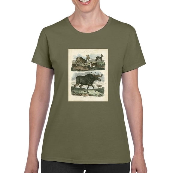 Deer And Moose T-Shirt Women -Sydenham Edwards Designs, Female Medium