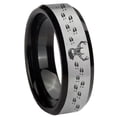 thumbnail image 1 of Deer Antler 8MM Beveled Edge Gray And Black Tungsten Men Ring, 1 of 2