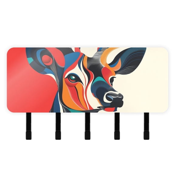 Deer Antler Colorful Key Holder for Wall Mail Holder Organizer with 5 Key Hooks Wall Mount Key Rack with Shelf