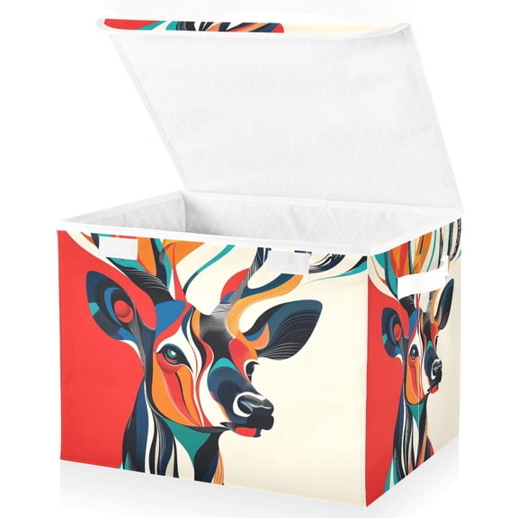 Deer Antler Colorful Storage Basket for Shelves Foldable Container Organizer for Organizing Toys Clothes Books with Handles