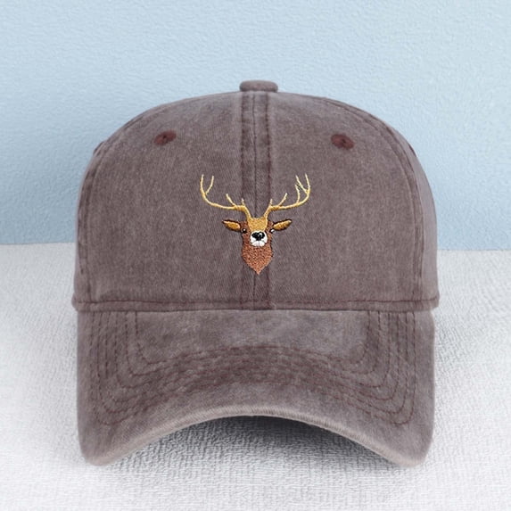 Deer Antler Embroidered Color Block Trucker Hat Unisex Adjustable Cotton Breathable Fashion Cap for Travel Daily Wear
