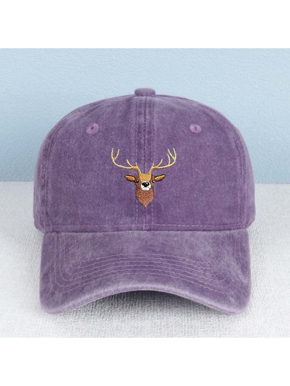 Deer Antler Embroidered Color Block Trucker Hat Unisex Adjustable Cotton Breathable Fashion Cap for Travel Daily Wear