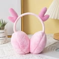 thumbnail image 1 of Deer Antler Plush Earmuffs Winter Warm Ear Cover Fashion Stretchable Earmuffs Women Girls Outdoor Ear Warmer Christmas Headwear (Pink), 1 of 7