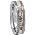 thumbnail image 1 of Deer Antler Ring in Tungsten Hammered Finish 6mm Comfort Fit Men Women Comfort Fit (7.5), 1 of 3