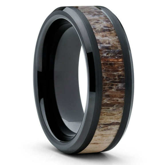 Deer Antler Wedding Ring,8mm Wedding Ring,Black Tungsten Ring,8mm Wedding Ring,Anniversary Ring