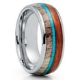 thumbnail image 1 of Deer Antler Wedding Ring,Silver Tungsten Ring,Turquoise Wedding Ring,8mm Wedding Ring,Koa Wood Ring, 1 of 4