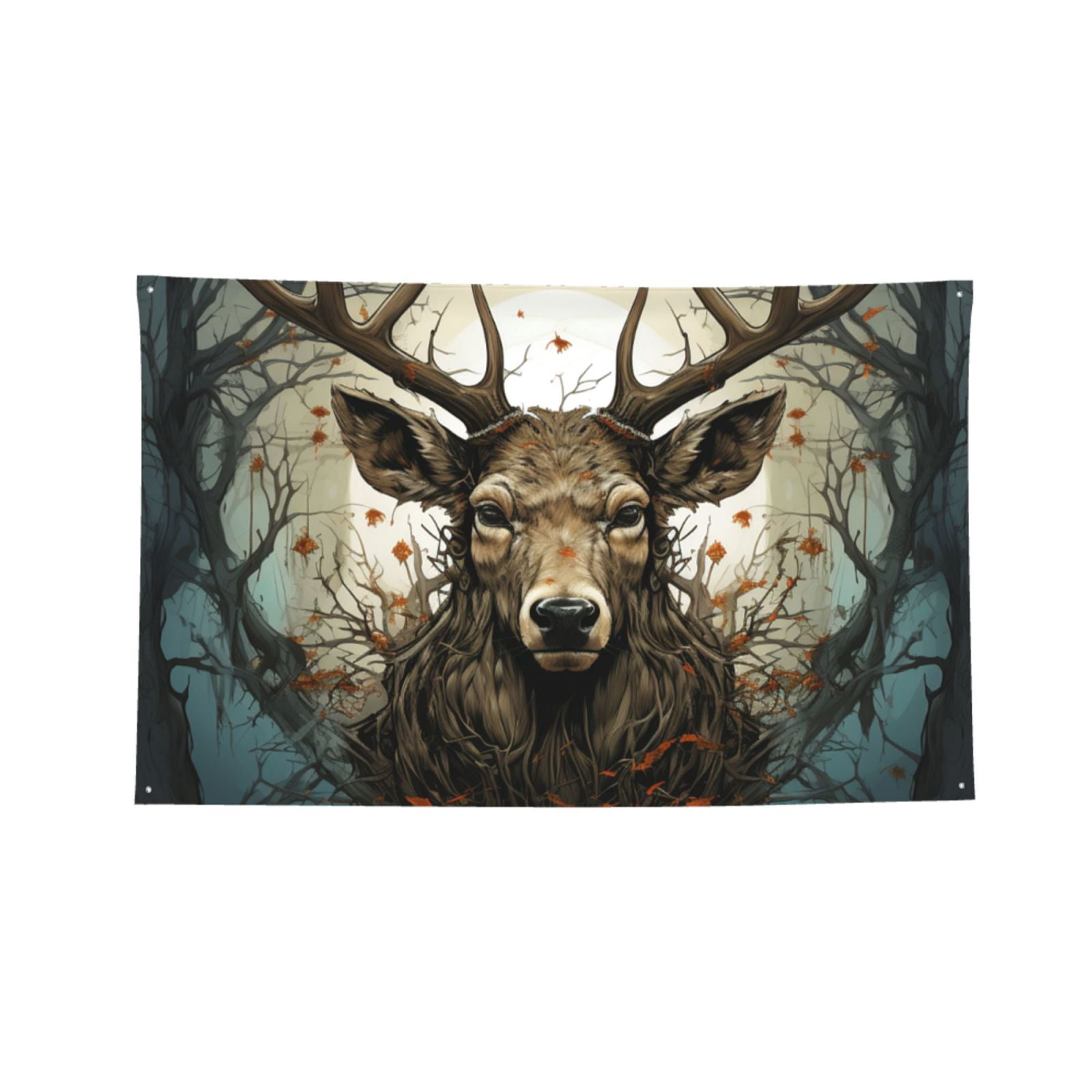 Deer Antler Whitetail Four Hole Decorated Banner Flag for Garden Yard Home Decoration Indoor Outdoor 4x6 Ft