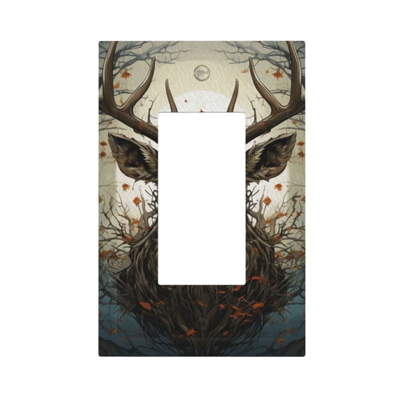 Deer Antler Whitetail Light Switch Cover Decorator Single Gang Wall Plate 1-Gang Receptacle Outlet Decor