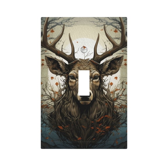 Deer Antler Whitetail Light Switch Cover Decorator Single Toggle Wall Plate 1-Gang Receptacle Outlet Decor