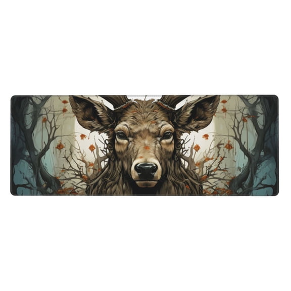 Deer Antler Whitetail Mouse Pad Extended Large Gaming Mousepad Non-Slip Rubber Big Keyboard Desk Mat 31.5 X 11.8 Inch