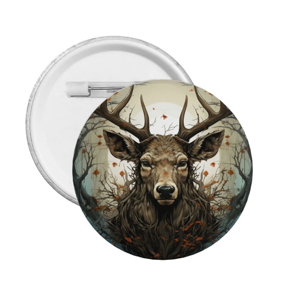 Deer Antler Whitetail Round Button Pin Badge 5PCS Pinback Buttons Lapel Pin for Jacket, Backpack, Hat, Party Favor, Gift
