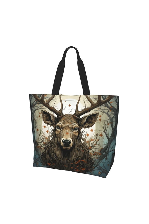 Deer Antler Whitetail Women Reusable Bag Large Shoulder Handbag Top Handle Purse Tote