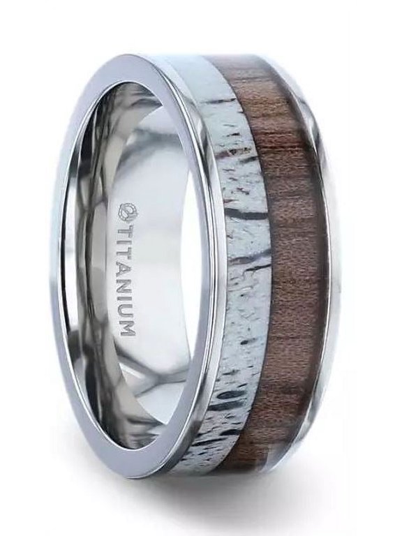 Deer Antler and Black Walnut Wood Inlay 6mm Ring | Thorsten