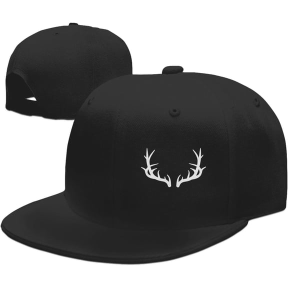 Deer Antlers Hat Mens Flat Bill Visor Classic Trucker Hats Black Baseball Cap