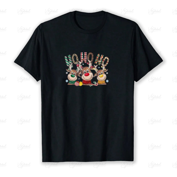 Deer Antlers Holiday Cheer Seasonal Wintertime Festive Graphic Unisex T-Shirt, up to size 5XL