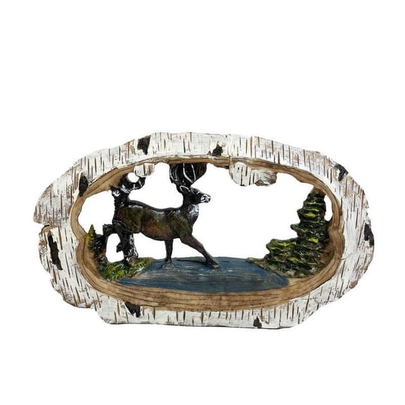 Deer At The River In Birch Outline Figurine