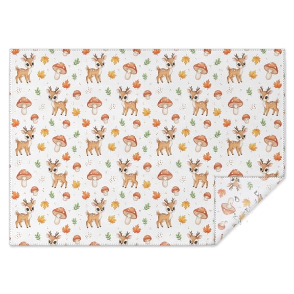 Deer Autumn Mushroom White Pattern Rectangular Tablecloth 60x84 Inch, Waterproof Stain Resistant Decorative Table Cover for Dining, Party & Wedding