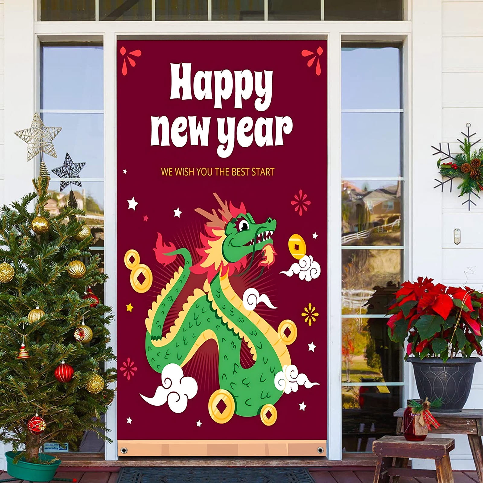 Deer Banner Thanksgiving Banner for Mantle Celebrate 2024 Chinese Year