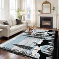 thumbnail image 1 of Deer Bear Area Rug 5x7 FT, Non Slip Bedroom Throw Carpet, Retro Farmhouse Trees Forest Wooden Grain Washable Soft Floor Carpet Non-Shedding Rug for Dining Room Bedside Classroom Desk, 1 of 9