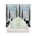 thumbnail image 1 of Deer Bear Swag Valances for Windows, Retro Farmhouse Trees Forest Wooden Grain Rod Pocket Sheer Valances for Small Windows, Swag Toppers Light Filtering for Kitchen Living Room 2 Panels 28''x36'', 1 of 6