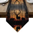 thumbnail image 1 of Deer Bear Table Runner Linen Burlap Table Runner 90 Inches Long Rustic Forest Sunset Pine Tree Natural Landscape Dresser Scarves for Kitchen Island Coffee Dining Room Party Holiday Decor 13"x90", 1 of 8