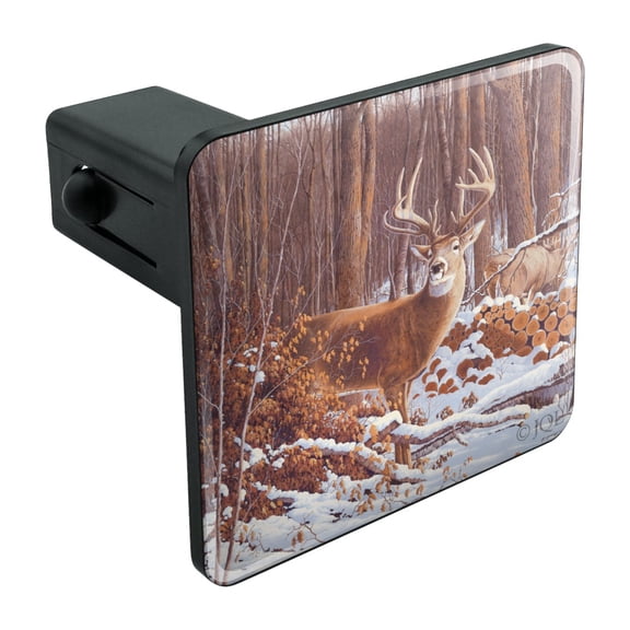 Deer Behind Cabin at Woodpile Tow Trailer Hitch Cover Plug Insert 1 1/4 inch (1.25")