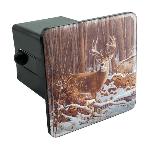 Deer Behind Cabin at Woodpile Tow Trailer Hitch Cover Plug Insert 2"