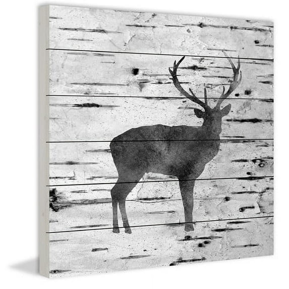 "Deer Birch Bark" Painting Print on White Wood