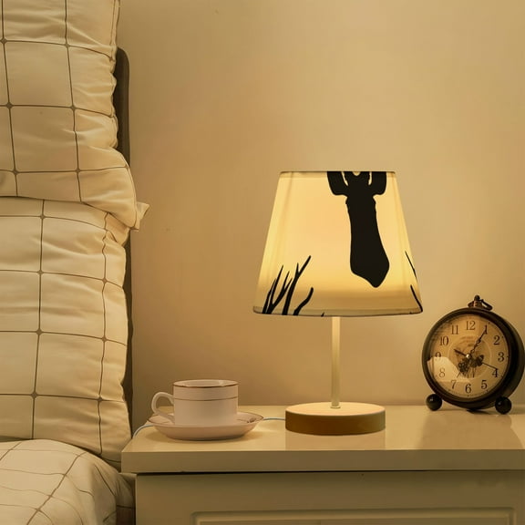 Deer Black LED Desk Lamp Table Lamp USB Bedside Nightstand Small Lamp for Bedroom Living Room Kids Room