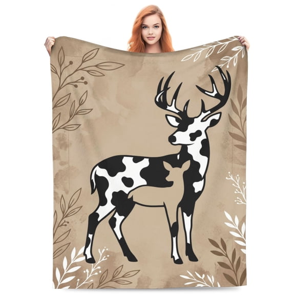 Deer Blanket, Forest Deer Wildlife Animal Flannel Bed Blanket, Cozy Couch Cover Throw Blanket for Sofa Bed 50x40