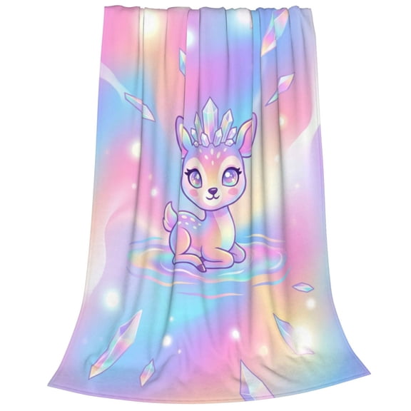 Deer Blanket Gift | Crystal Deer Purple Pink Flannel Throw Blanket For Couch Sofa Bed, Decorative Fleece Blanket, Christmas Birthday Holiday Gift Idea 50x40
