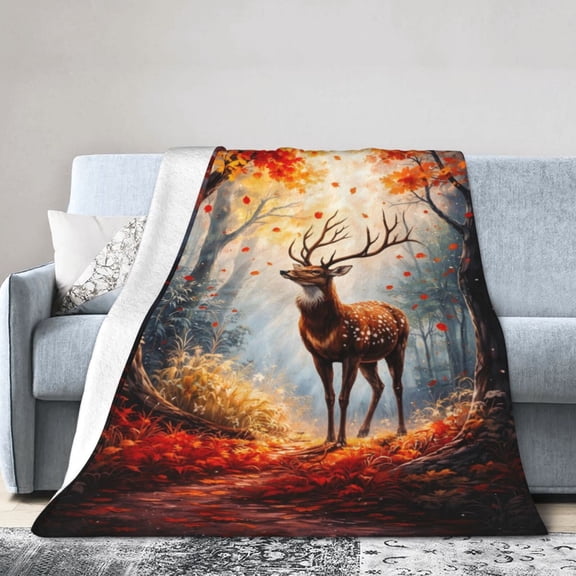 Deer Blanket Hunter Gifts for Men Hunting Forest Themed Throw Women Adults Bedroom Travel Camping Decor Soft Birthday Christmas Lightweight Blanket 50x40