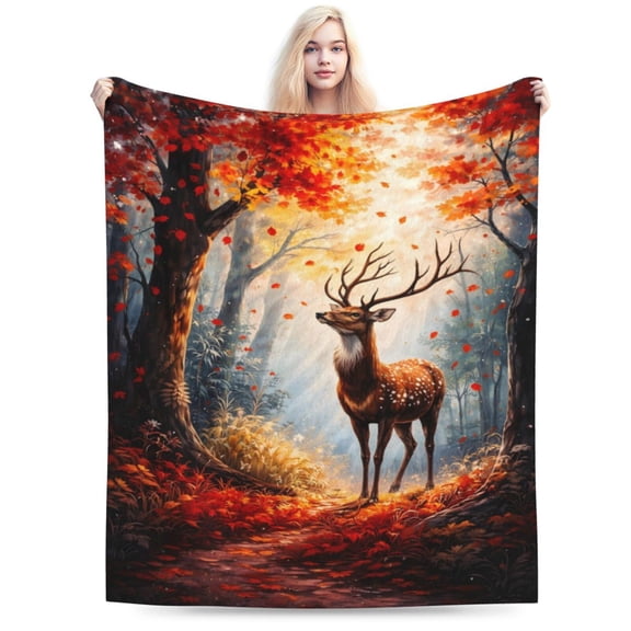 Deer Blanket Hunter Gifts for Men Hunting Forest Themed Throw Women Boys Adults Bedroom Travel Camping Decor Soft Birthday Christmas Lightweight Blanket 50x40