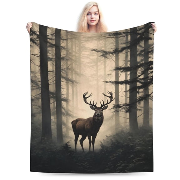Deer Blankets for Men - Deer Blankets and Throws Sherpa Blanket Deer, Deer Blanket for Men Hunting Lovers, Deer Blanket for Couch Sofa Decor All Seasons 50x40