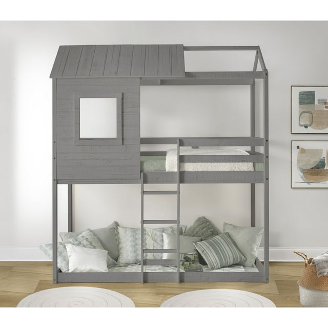 Deer Blind House Bunk Bed Twin Over Twin Bunk Bed for Kids, Bunk Beds