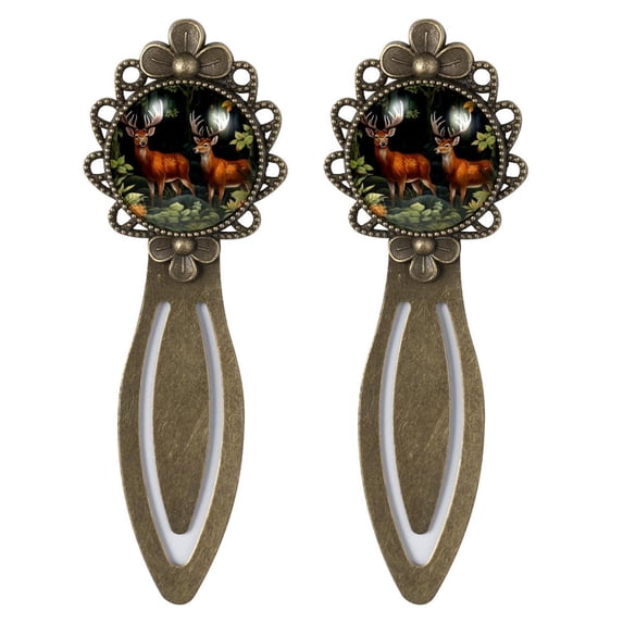 Deer Book Marks and Accessories: Vintage Copper-Colored Lace Bookmarks - Set of 2