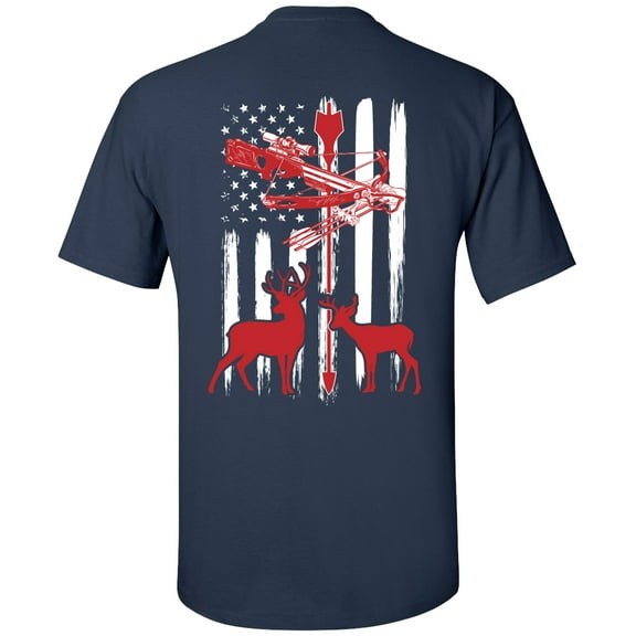 Deer Bow Hunting Flag Unisex Short Sleeve T-shirt-Navy-Small