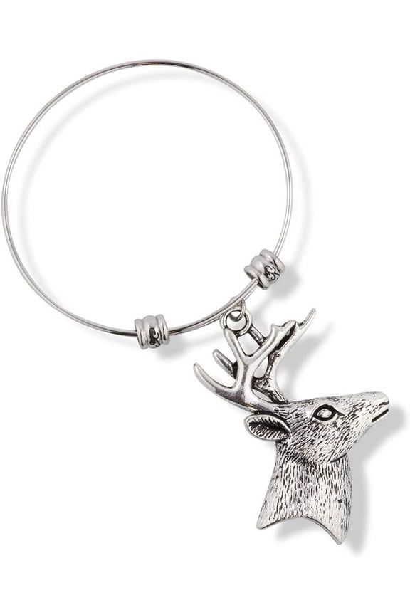 Deer Bracelet Bangle Charm Gift for Kids Women Men Girls Hunters and Boys Antlers Antler Gifts Stuff Accessories Head Jewelry Decor
