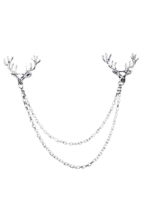 Deer Brooch Pin for Men Women Suit Vintage Shirt Collar Chain Brooches Elk Decor