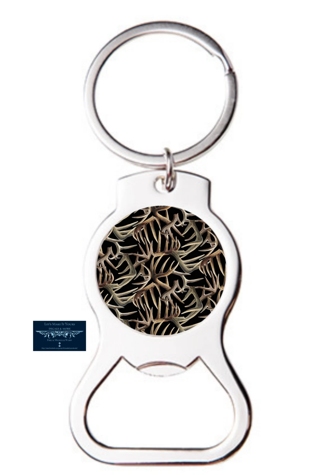 Deer Buck Antlers Inspired Custom Metal Bottle Opener Key Ring Keychain Gift