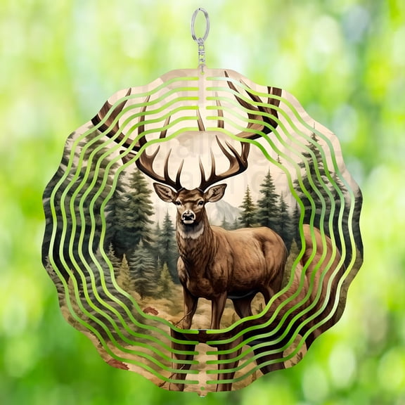Deer Buck Forest 3D Wind Spinner Sublimation Wildlife Hunting Cabin Home Decoration