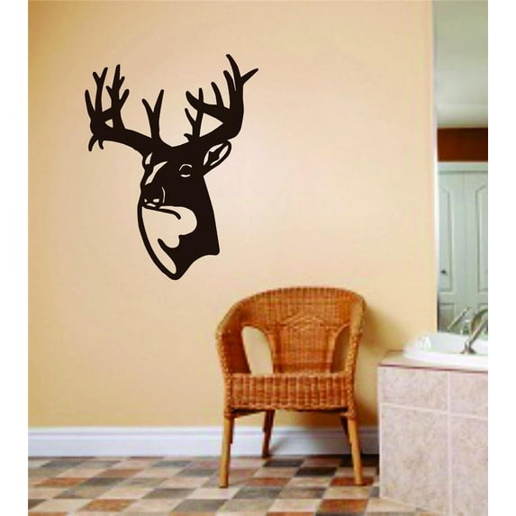 Deer Buck Head 8"X12" - Animal Hunting Hunter Man With Gun Picture Art Peel & Stick Sticker - Vinyl Wall Decal