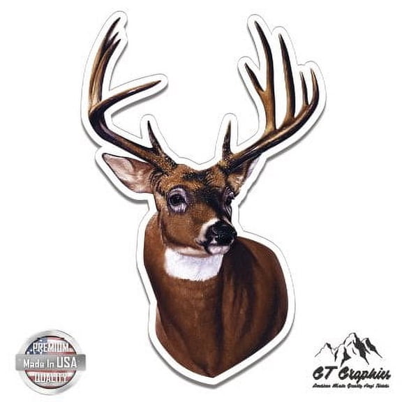 Deer Buck Hunting - 5" Vinyl Sticker - For Car Laptop I-Pad - Waterproof Decal