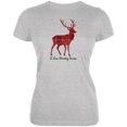 thumbnail image 1 of Deer Buck I Love Hunting Season Plaid Juniors Soft T Shirt Heather MD, 1 of 1