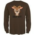 thumbnail image 1 of Deer Buck Off Funny Pun Mens Long Sleeve T Shirt Brown LG, 1 of 1