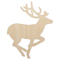 Deer Buck in Profile Solid Wood Shape Unfinished Piece Cutout Craft DIY Projects - 4.70 Inch Size - 1/8 Inch Thick